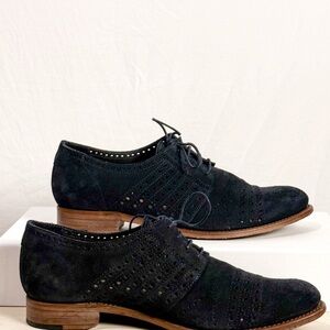 The Office of Angela Scott Navy Suede Dress Shoes 39.5